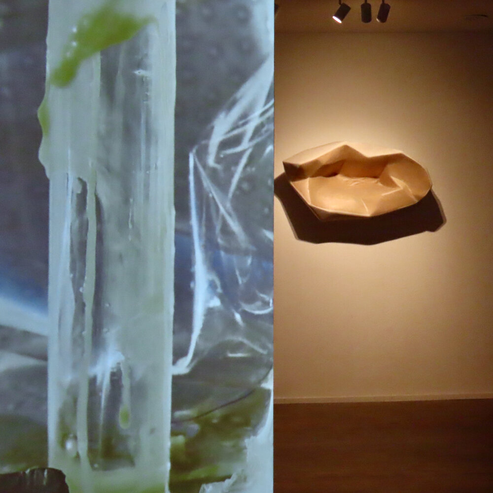 Georgia hinter einer Loop_Projektion von Johanna Hullàr